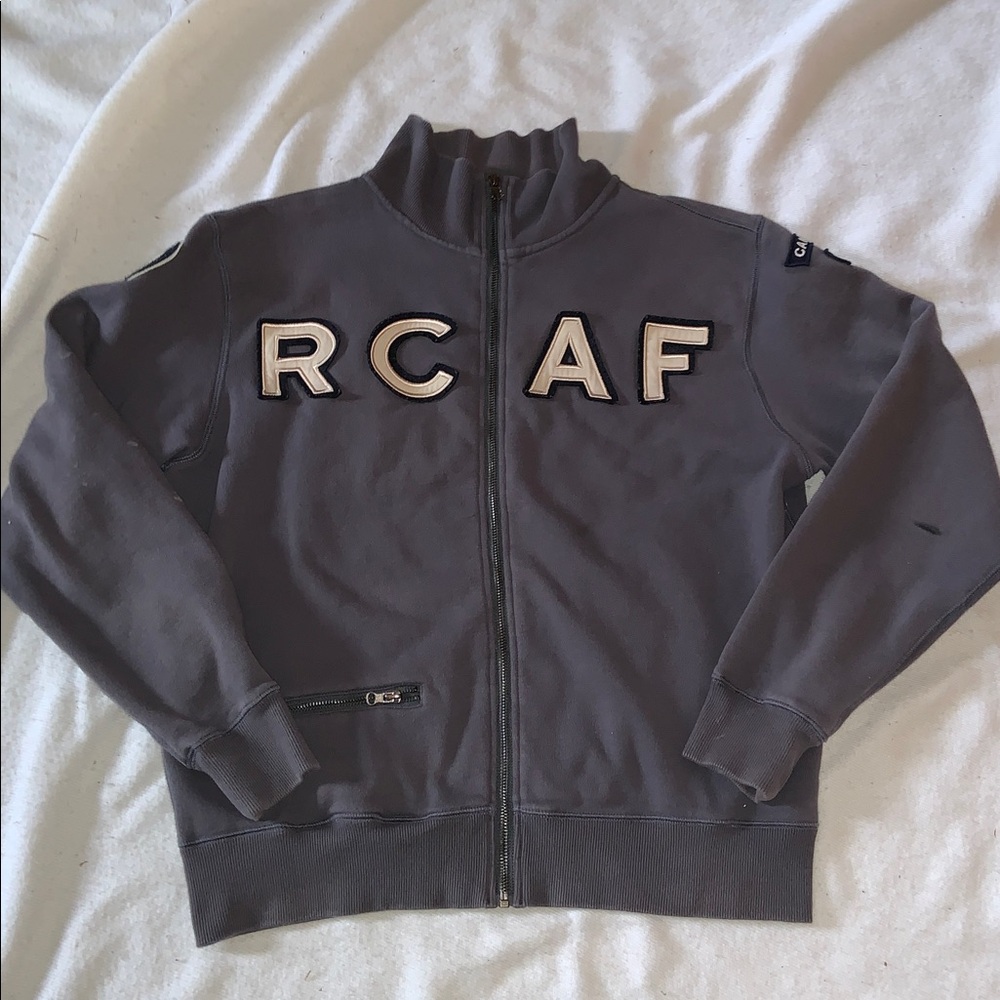 RED CANOE RCAF Full Zip Washed Blue/gray Sweatshirt SZ M